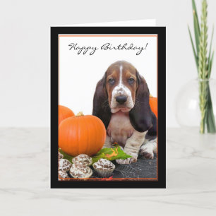 Happy Birthday Halloween Basset Hound card