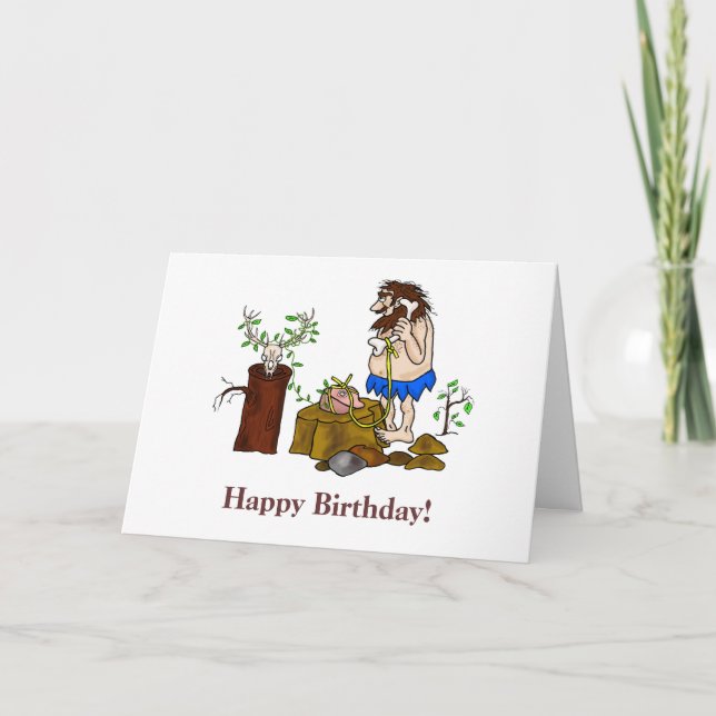 Happy Birthday Ham Radio Caveman Card (Front)