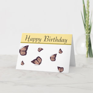 Happy Birthday Hand-Drawn Monarch Butterfly Card