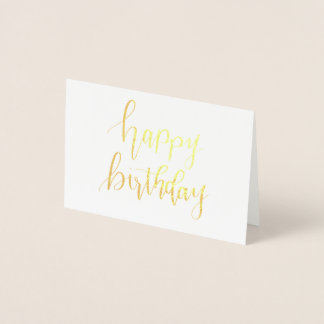 Happy Birthday, Hand Lettered Gold Foiled Card