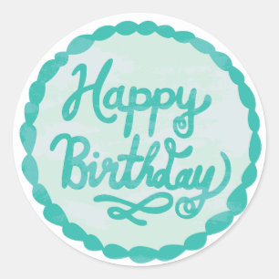 Happy Birthday Hand Lettered Icing  Classic Round Sticker