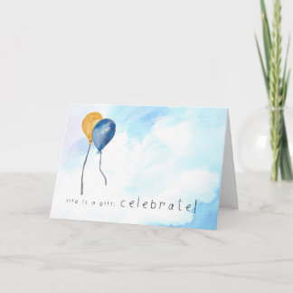 Happy Birthday Hand painted watercolor balloons Card