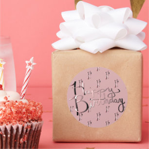 "Happy Birthday!" Hand-written w/Ballet Shoes Classic Round Sticker