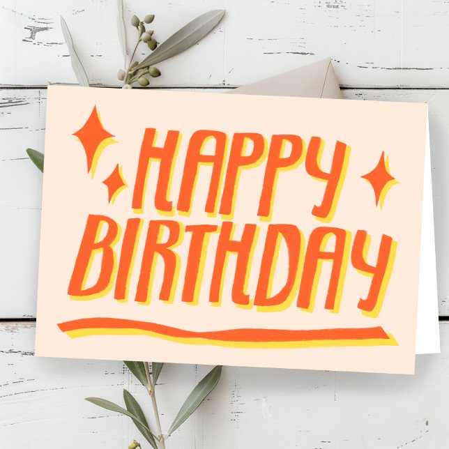 HAPPY BIRTHDAY Handlettered Orange Customised Card (HAPPY BIRTHDAY Handlettered Orange Customized Card
)