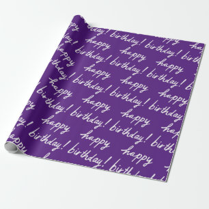 HAPPY BIRTHDAY Handlettering Pattern Purple Wrapping Paper