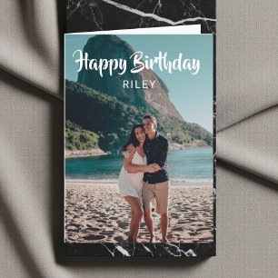 Happy Birthday Handwriting Script Photo Card