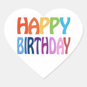 Happy Birthday - Happy Colourful Greeting Heart Sticker