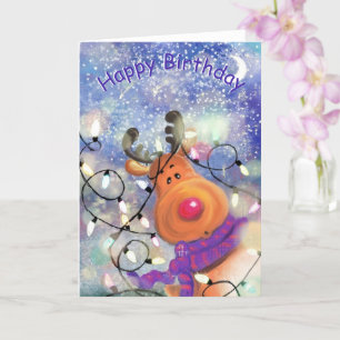 Happy Birthday - Happy Reindeer - Fun Card