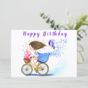 Happy Birthday - Happy Young Girl On A Bike - Love