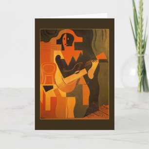 Happy Birthday Harlequin with Guitar Card