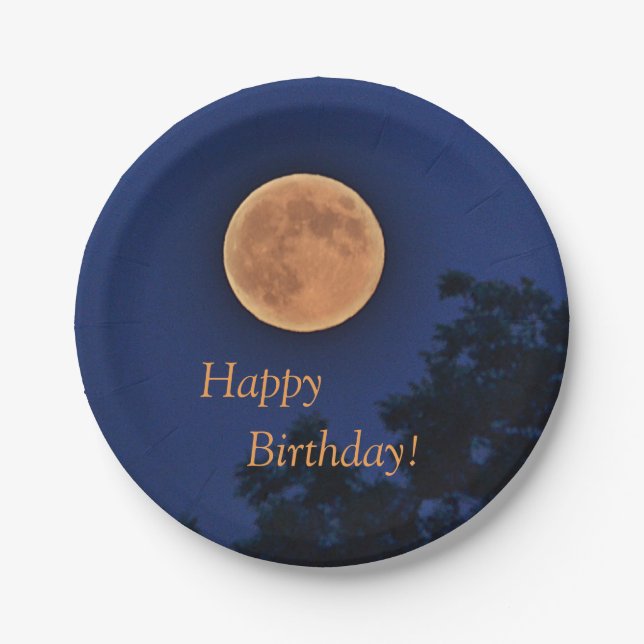 Happy Birthday Harvest Moon Paper Plate (Front)