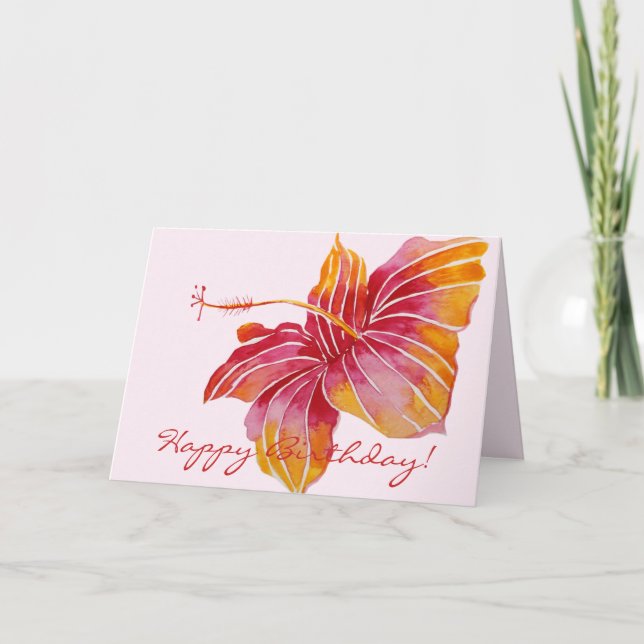Happy birthday  | Hawaiian Floral Card (Front)