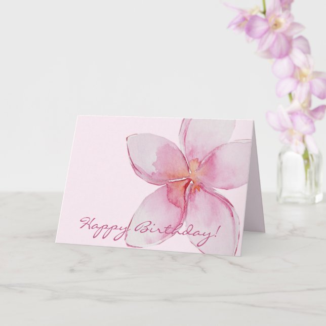 Happy Birthday  | Hawaiian Watercolor Flower Card (Orchid)