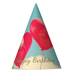 Happy Birthday Heart Balloons Party Hat