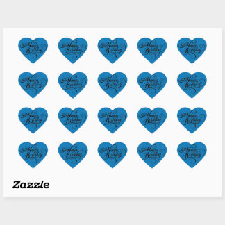 Happy Birthday Heart French Blue Sticker