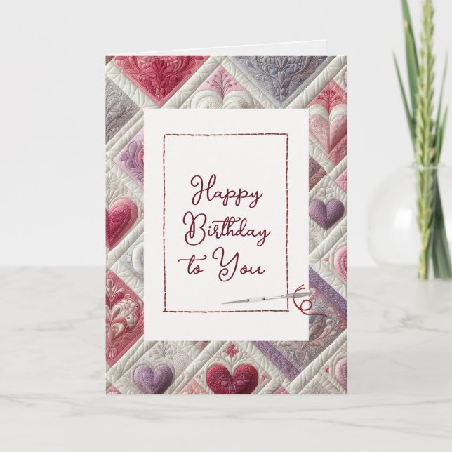 Happy Birthday Heart Pattern With Needle Card (Front)