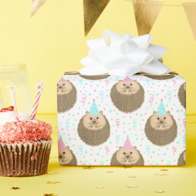 Happy Birthday Hedgie Pattern Wrapping Paper (Birthday Party)