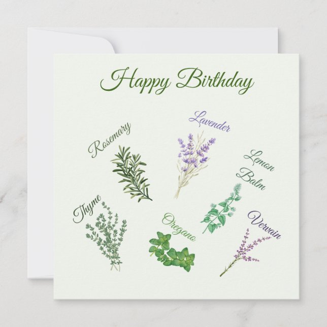 Happy Birthday Herbal Garden, Herbal Plants  Card (Front)