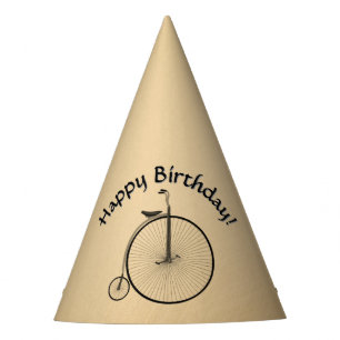 Happy Birthday High-Wheel Antique Bicycle Rustic  Party Hat