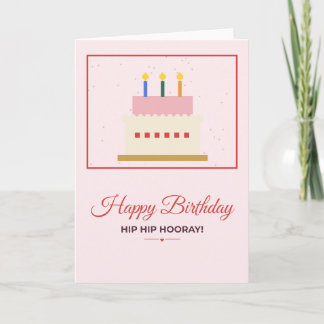 Happy Birthday Hip Hip Hooray Pixel Cake Card
