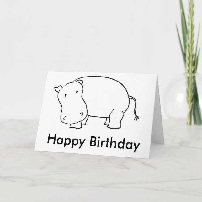 Happy Birthday Hippo card. Card (Front)