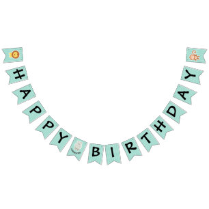 Happy Birthday Hippo Cute Party Animal Bunting