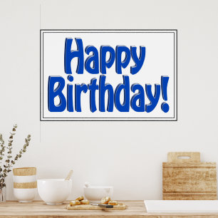 Happy Birthday HOBO Text - Blue Poster