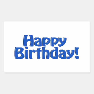 Happy Birthday HOBO Text - Blue Rectangular Sticker