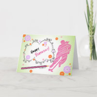 Happy Birthday Hockey Greeting Card - Female
