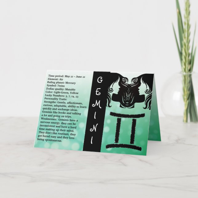 Happy Birthday Horoscope Sign Gemini Card (Front)