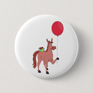 Happy Birthday Horse 6 Cm Round Badge