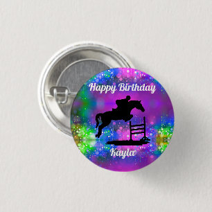 Happy Birthday Horse Hunter Jumper Equestrian 3 Cm Round Badge