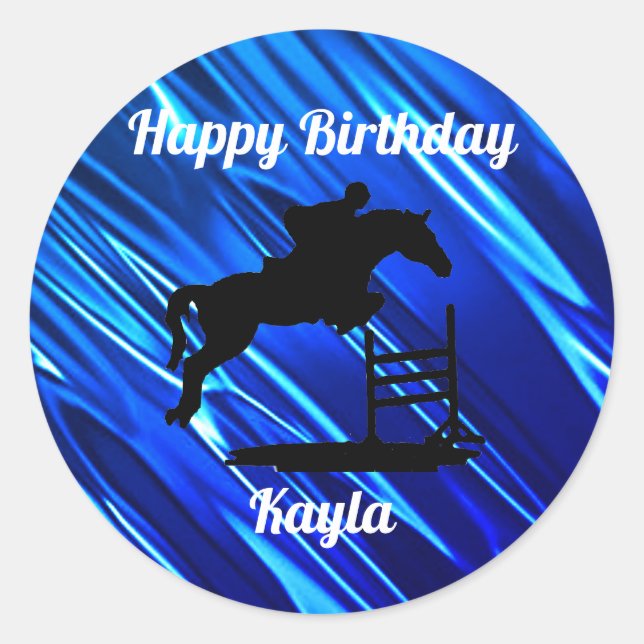 Happy Birthday Horse Hunter Jumper Equestrian Classic Round Sticker (Front)