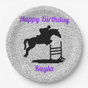 Happy Birthday Horse Hunter Jumper Equestrian Paper Plate
