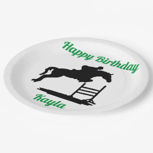 Happy Birthday Horse Hunter Jumper Equestrian Paper Plate