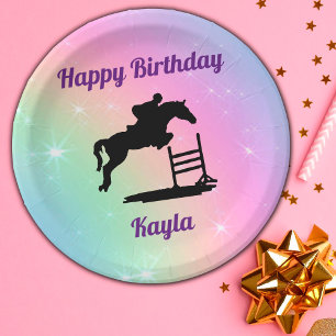 Happy Birthday Horse Hunter Jumper Equestrian Paper Plate