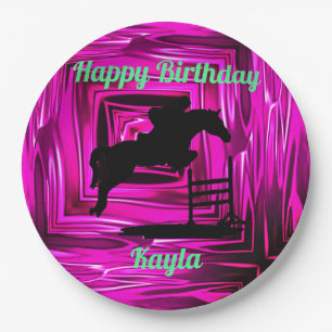 Happy Birthday Horse Hunter Jumper Equestrian Paper Plate
