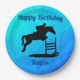 Happy Birthday Horse Hunter Jumper Equestrian Paper Plate