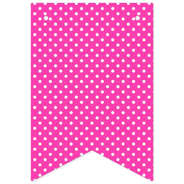 Happy Birthday Hot Pink with White Polka Dots Bunting (Seventh Flag)