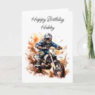 Happy Birthday Hubby   Motocross Bike Card