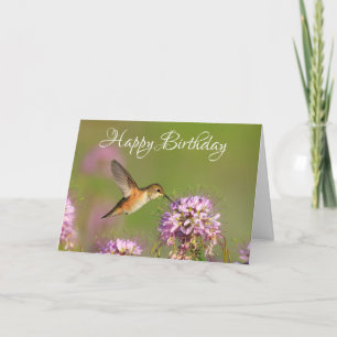 Happy Birthday Hummingbird and Wildlflowers Card