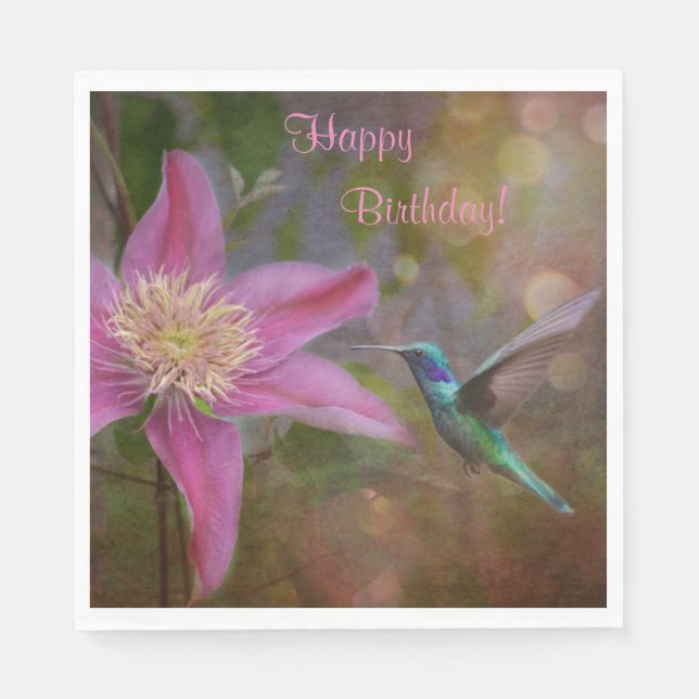 Happy Birthday Hummingbird Napkin (Front)