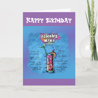 Happy Birthday Humour - Bahama Mama Recipe Card