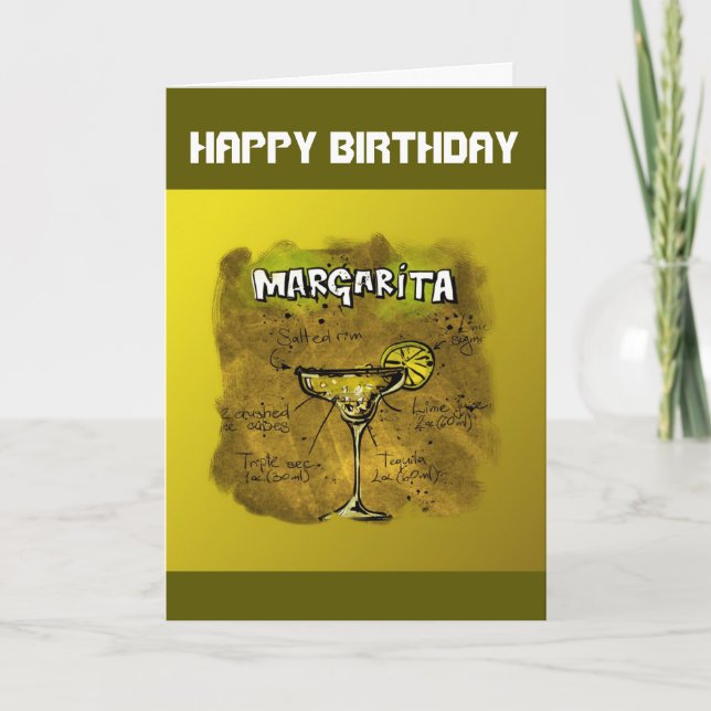 Happy Birthday Humour - Margarita Recipe Card (Front)