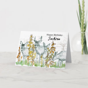 Happy Birthday Hunting Grazing Deer Wildlife Card