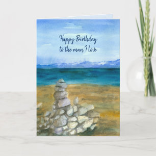 Happy Birthday Husband Lake Zen Rocks Card