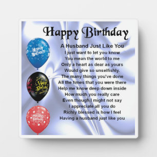 Happy  Birthday Husband Poem Plaque
