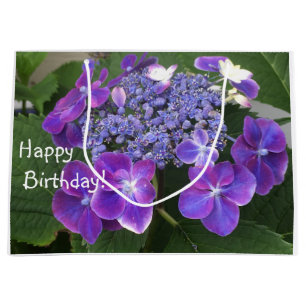 Happy Birthday Hydrangea Blossom Large Gift Bag