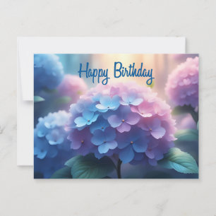 Happy Birthday Hydrangea Flowers  Postcard