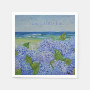 Happy Birthday Hydrangeas By The Sea Napkin